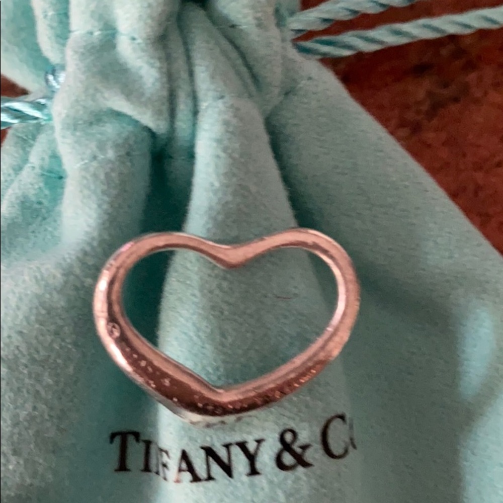 Tiffany sterling silver open heart pendant.